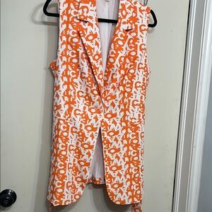 Orange and White Graphic Vest